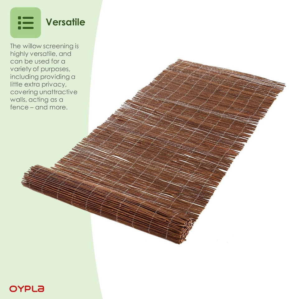 image 1 of Oypla Natural Willow Outdoor Garden Fencing Screen Roll 1m x 4m