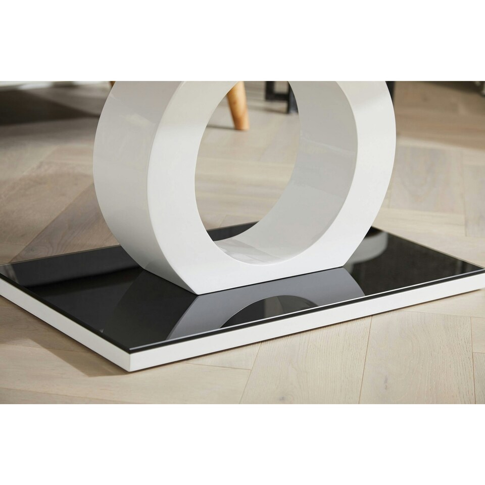 image 1 of Furniturebox Giovani Modern Halo Black/White High Gloss And Glass Coffee Table
