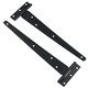 image 3 of 10in / 250mm Heavy Duty T Tee Hinges For Shed + Garden Gates Black Finish 4pc Black