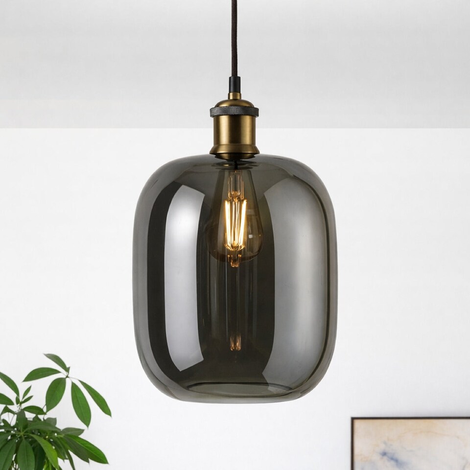 image 1 of CGC Lighting Lorna Smoked Glass Cylinder Lampshade