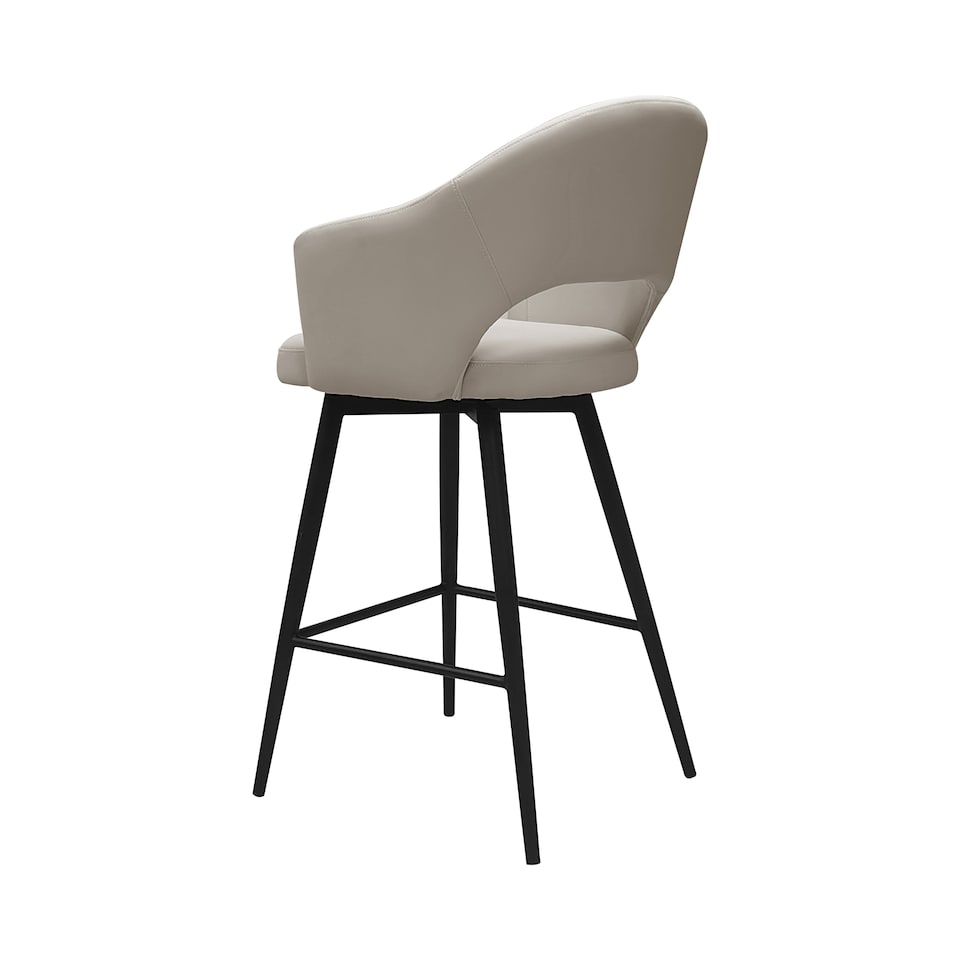 image 1 of Bentley Designs - Sterling 180° Return Swivel Barstool With Black Sand Powder Coated Legs - Ivory Faux Leather (Single)