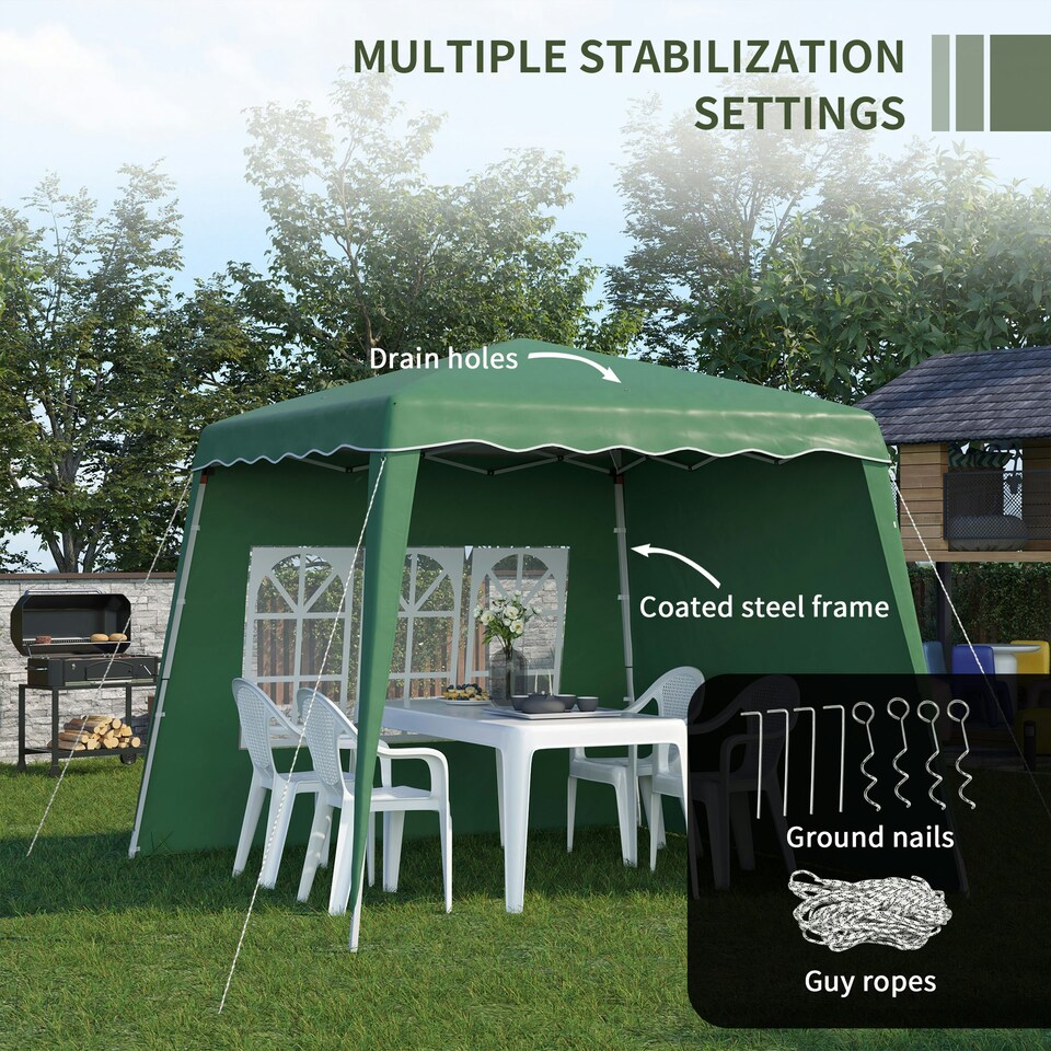 image 1 of Outsunny 2.4 x 2.4m UV50+ Pop Up Gazebo Canopy Tent with Carry Bag, Green