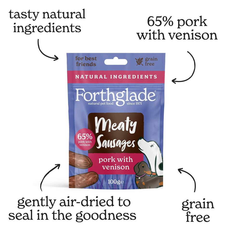 image 1 of Meaty Sausages Pork & Venison Dog Treats (4x100g)