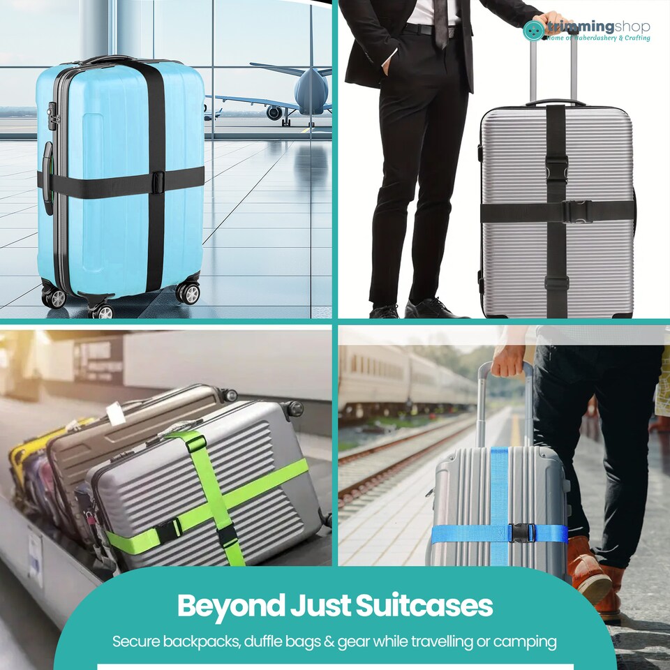 image 1 of Strong Adjustable Luggage Strap with Buckle - Pack of 4