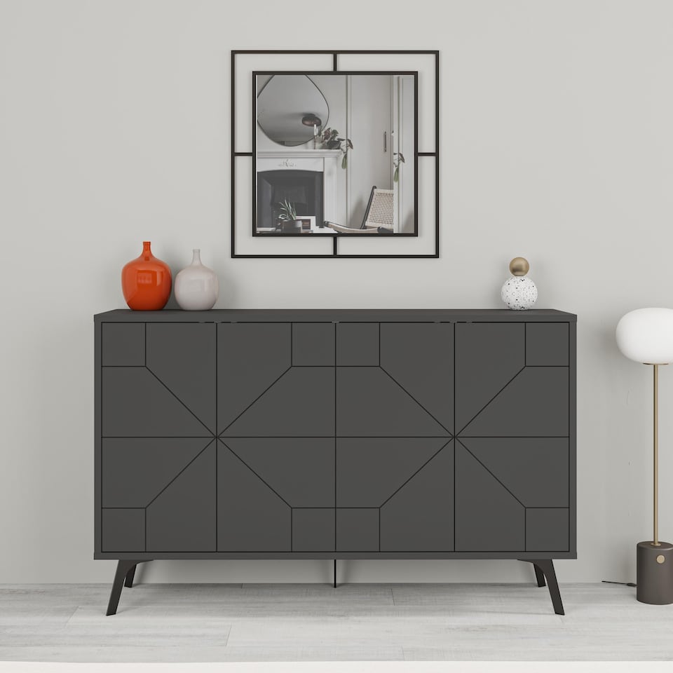 image 1 of Decortie Dune Sideboard Cabinet 123cm Anthracite Grey