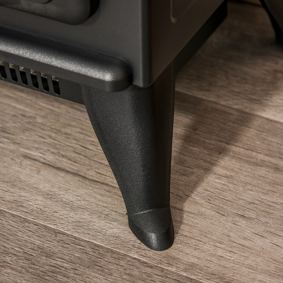 image 1 of HOMCOM Freestanding Electric Fireplace Indoor Heater Glass View Log Wood Burning Effect Flame Portable Fireplace Stove 9501850W Black