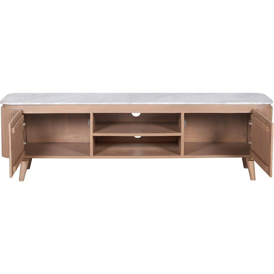 image 1 of Bundi Natural Marble & Wood Large Tv Cabinet Brown