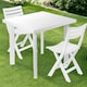 image 2 of White Plastic Garden Dining Table with Chairs Set Patio Deck Outdoor Furniture | White | White | 3 Piece Set