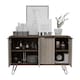 image 5 of Nevada Large Sideboard in Smoked Oak with 4 Doors - Contrasting Bleached Grey Oak and Black Hairpin Legs | Brown | Brown | One Size | 1
