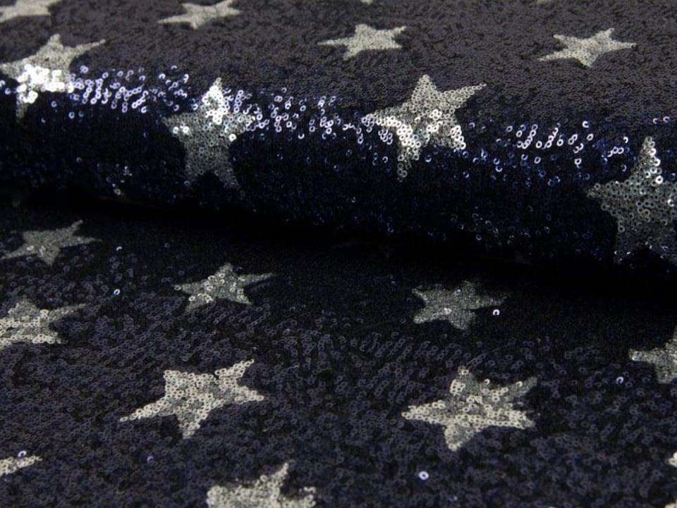 Navy Sequin Mesh Fabric for Dressmaking, 140cm / 55" Wide - per metre