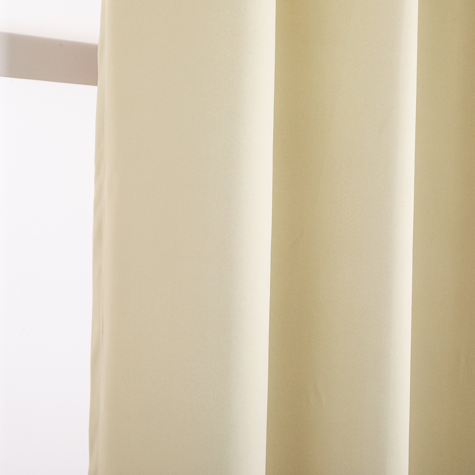 image 1 of Cream Eyelet Curtains - Thermal Blackout Curtains  - 66 x 84 Inch Drop - 2 Panel | Cream | One Size