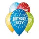 image 1 of Assorted Colour Birthday Boy Fun Latex Balloons 33cm / 13 in - Pack of 6