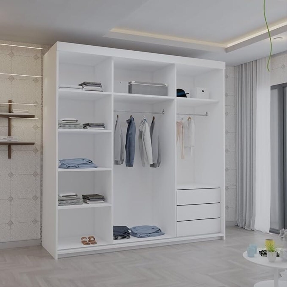 image 1 of Modern Sliding Mirror 150/203cm White/Black/Grey White | 203cm