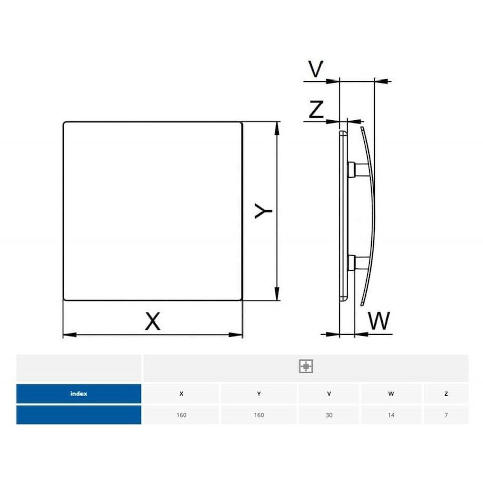 image 1 of 100mm Humidity Sensor Extractor Fan Graphite Structure Front Panel ESCUDO Wall Ceiling Ventilation