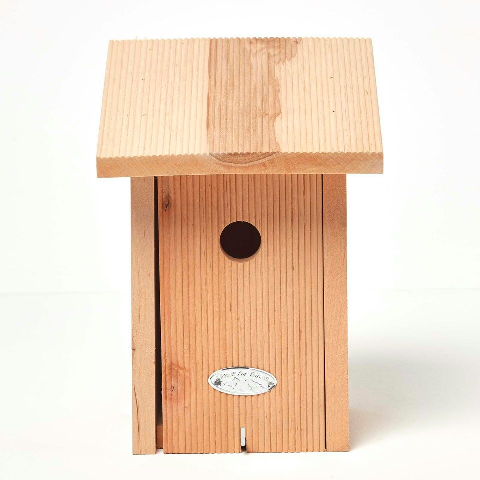 image 1 of Homescapes Real Wood Blue Tit Bird Box House Multi