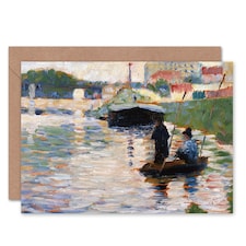Seurat Painting View Of The Seine Art Card