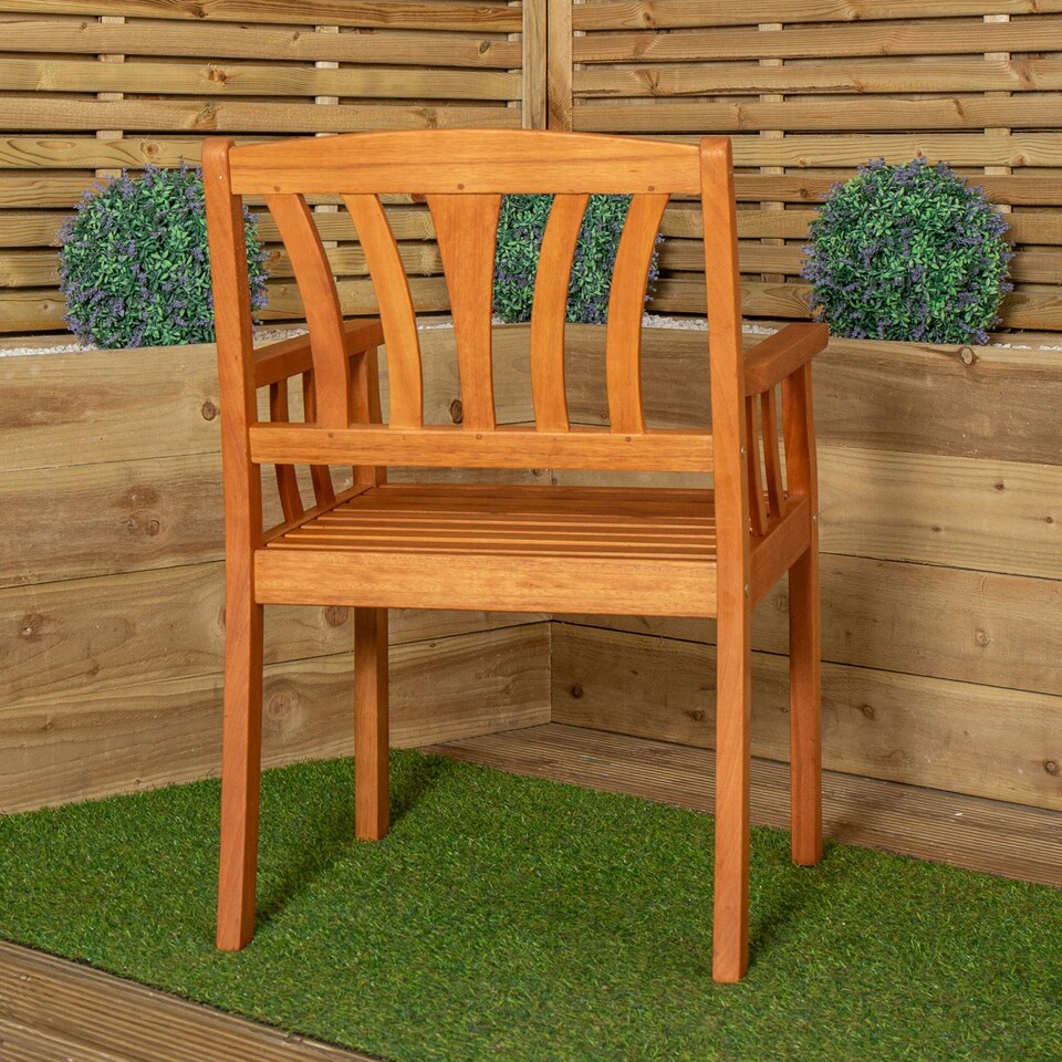 image 1 of Kapalua Outdoor Wooden Garden Slatted Dining Chair Brown