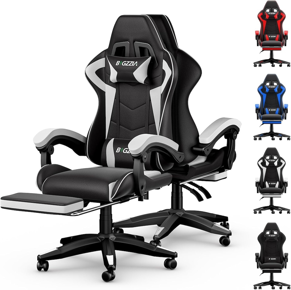 image 1 of Rattantree Ergonomic Gaming Chair with Footrest & Lumbar Cushion