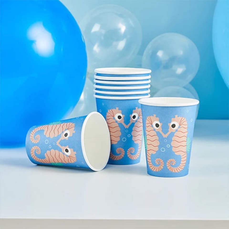 image 1 of Seahorse Paper Cups 230ml - Pack of 8