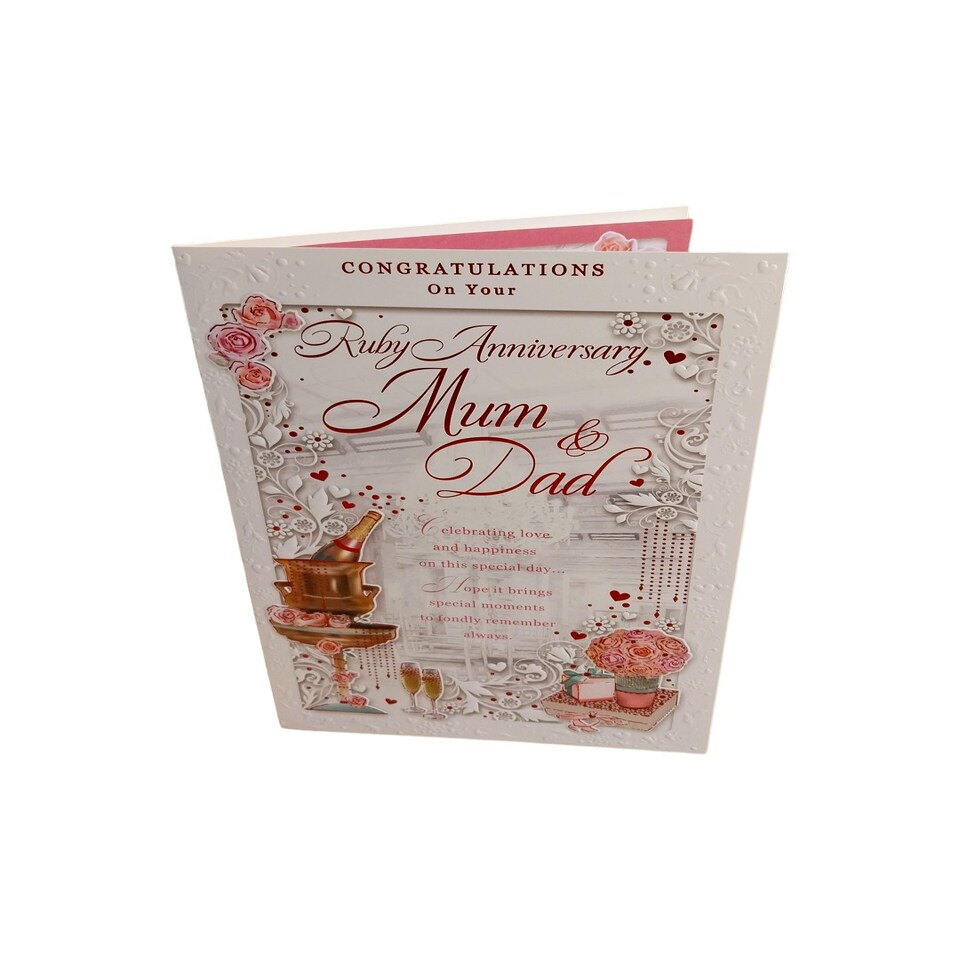 image 1 of Mum and Dad Ruby Anniversary Congratulations Opacity Card