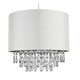 image 3 of First Choice Lighting Set of 2 300mm Cream Faux Silk Ceiling Adjustable Flush Shade with Chrome Inner and Clear Droplets Chrome | Cream