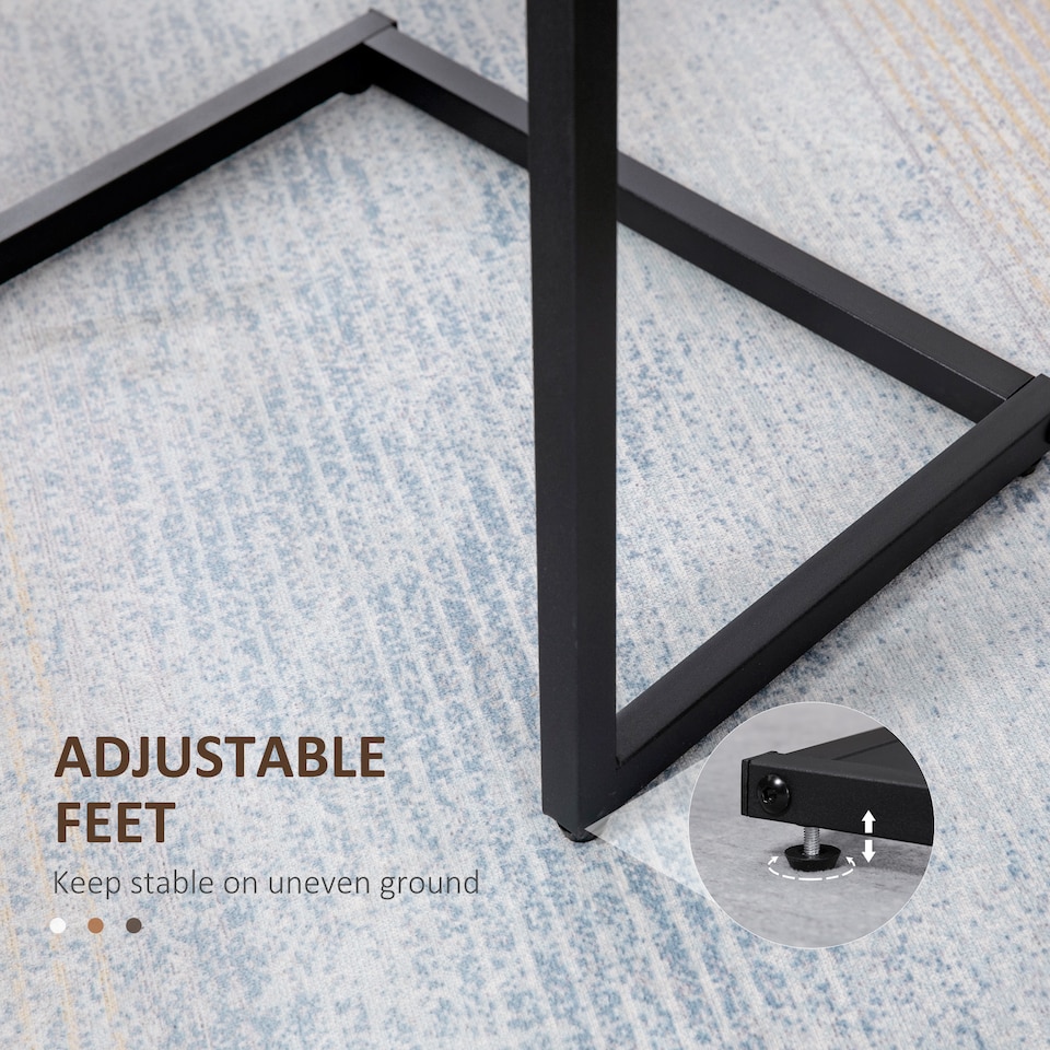 image 1 of HOMCOM Nesting Side Tables Set of 3, C-Shaped Sofa Side Tables with Steel Frame for Sofa Couch and Bed, Rustic Brown | Brown