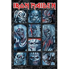 Iron Maiden Ten Eddies Character Collage Poster - Grey/Black/Red - One Size