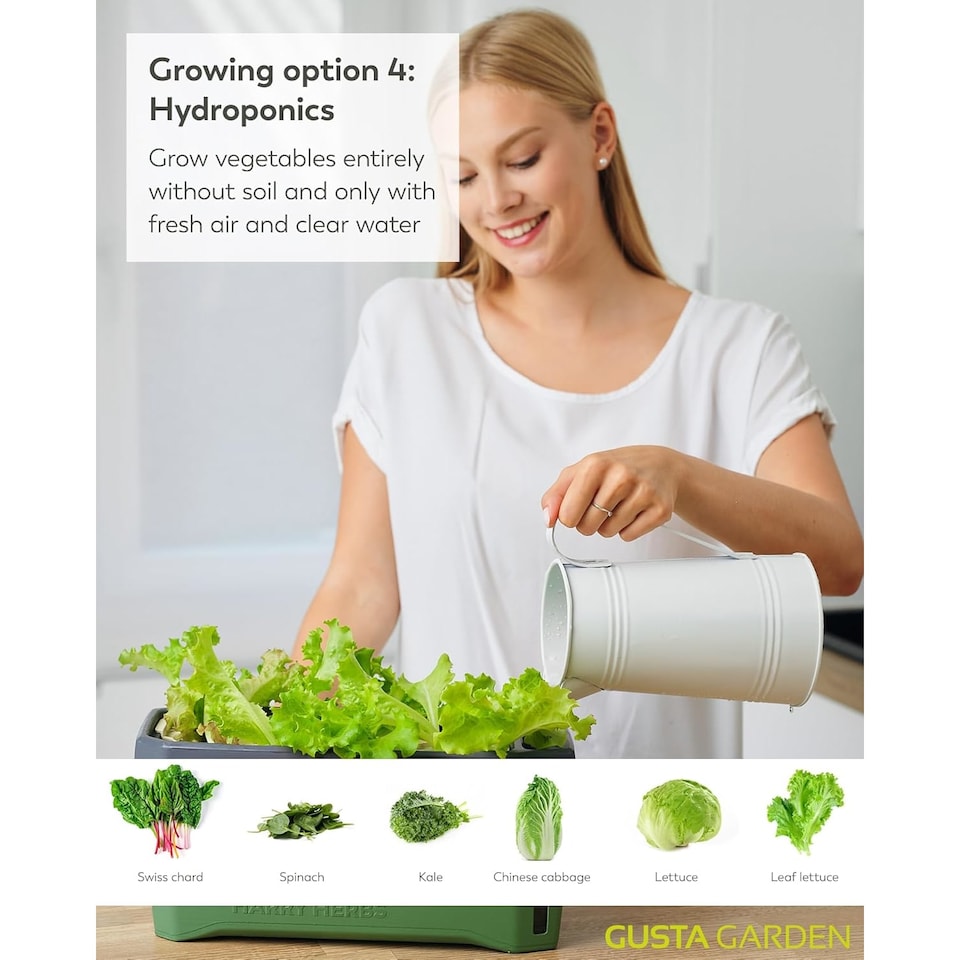 image 1 of Gusta Garden Harry Herbs 4-in-1 herb pot blue - plant pot - removable lid & self-watering system - 0.5L water reservoir & 5L soil capacity