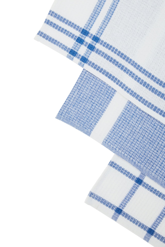 image 1 of Orsina Efficient Set Of Three Blue And White Tea Towels, Absorbent Durable Tea Towels, Soft Tea Towels For Kitchen