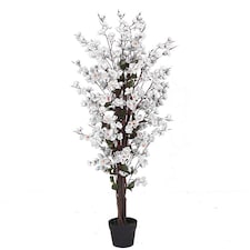 Artificial White Blossom Tree Plants 120cm 4ft