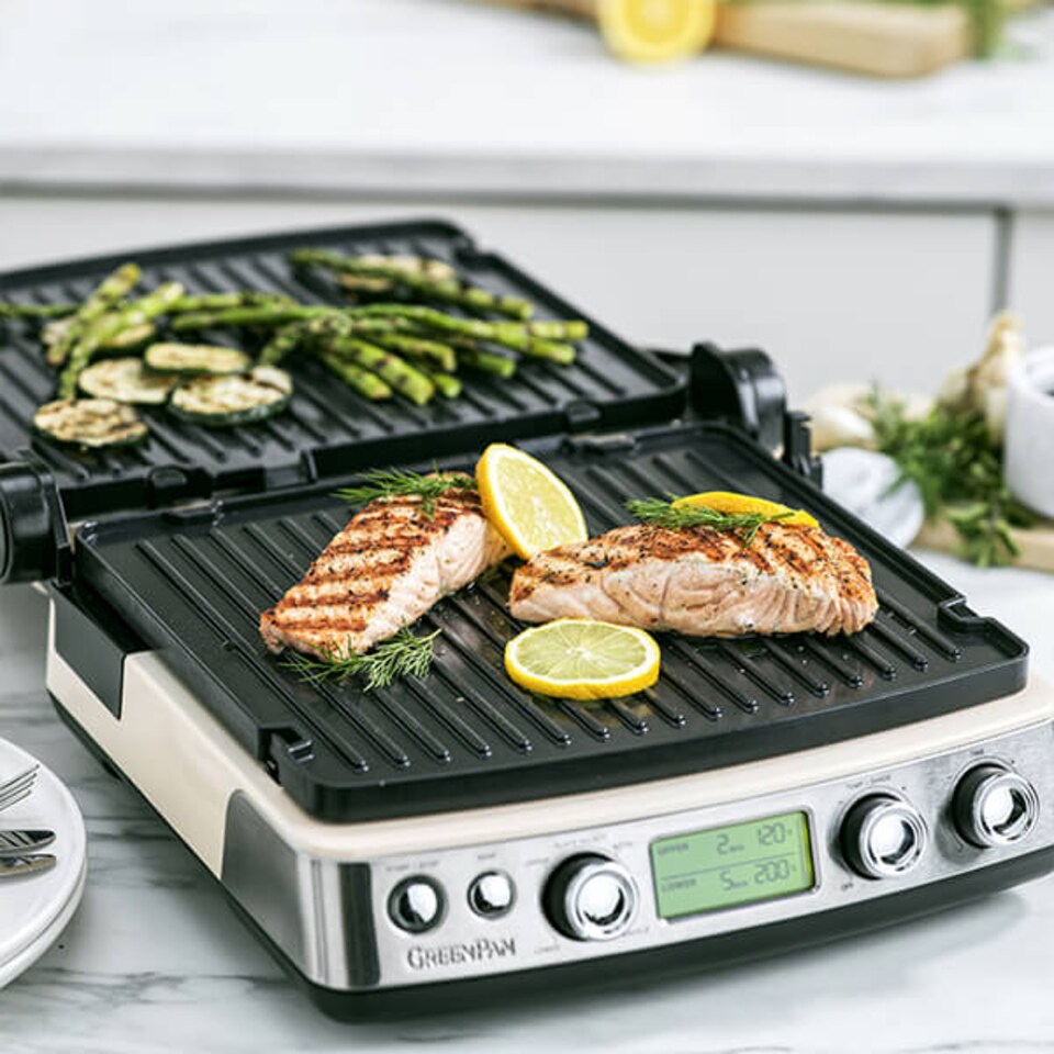 image 1 of GreenPan Non-Stick 3-in-1 Contact Grill & Indoor BBQ Cream
