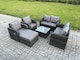 image 2 of Fimous 7 Seater Rattan Sofa Set Outdoor Garden Furniture Set with Square Coffee Table Loveseat Sofa Reclining Chairs Big Footstool Dark Grey Mixed