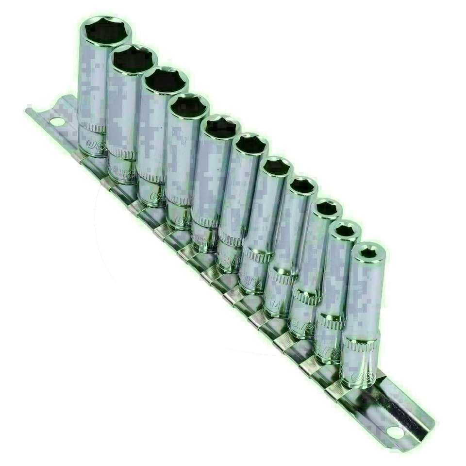 image 1 of 1/4" Drive Double Deep Imperial SAE AF 6 Sided Sockets 5/32" - 1/2" 11pc Set