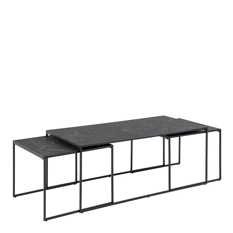 image 1 of Infinity Square/Coffee Table Setin Matt Black Set of 3