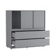 image 6 of 120cm 3 Sliding Door 4 Drawer Bedside Cabinet Storage End Unit Bedroom Furniture | Grey | Grey | 1