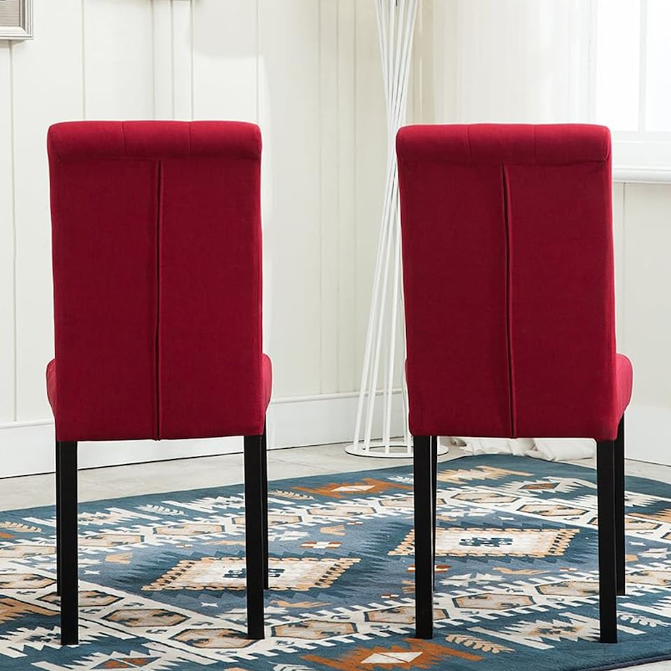 image 1 of MCC Direct Set of 2 Fabric Linen Button Back Kitchen Dining Chairs