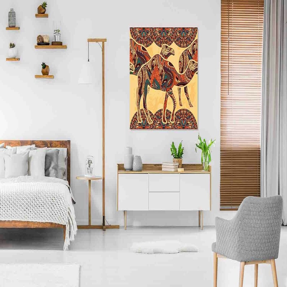image 1 of Camel decorated with oriental canvas print (Canvas Print) 76cm x 76cm