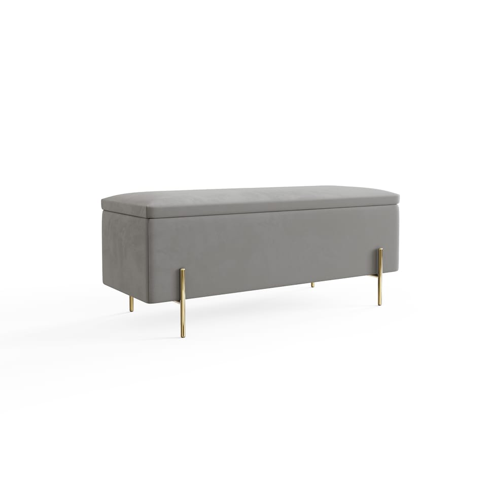 image 1 of Mystica Velvet Storage Ottoman | Grey | Grey
