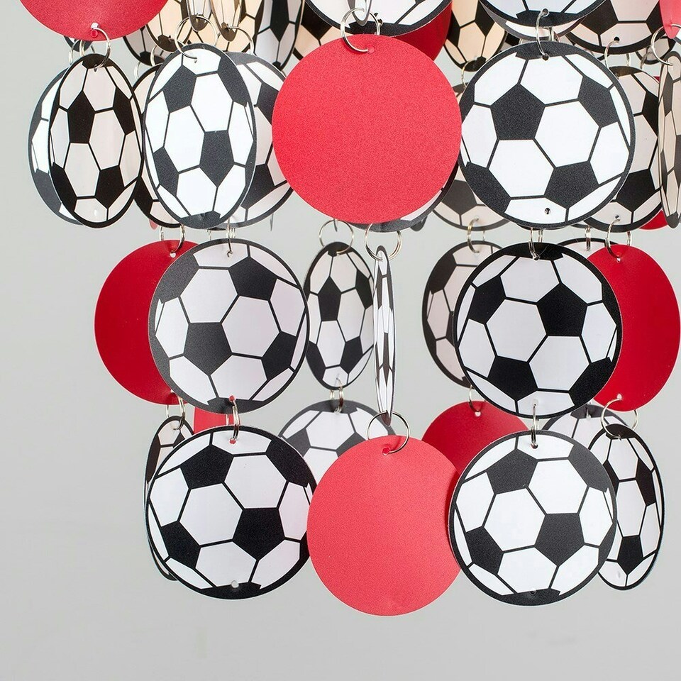 image 1 of ValueLights Football Red Ceiling Pendant Shade and E27 GLS LED 6W Warm White 3000K Bulb