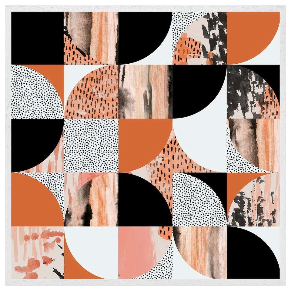 image 1 of Geometric circles in autumn colours (Picture Frame) White | L