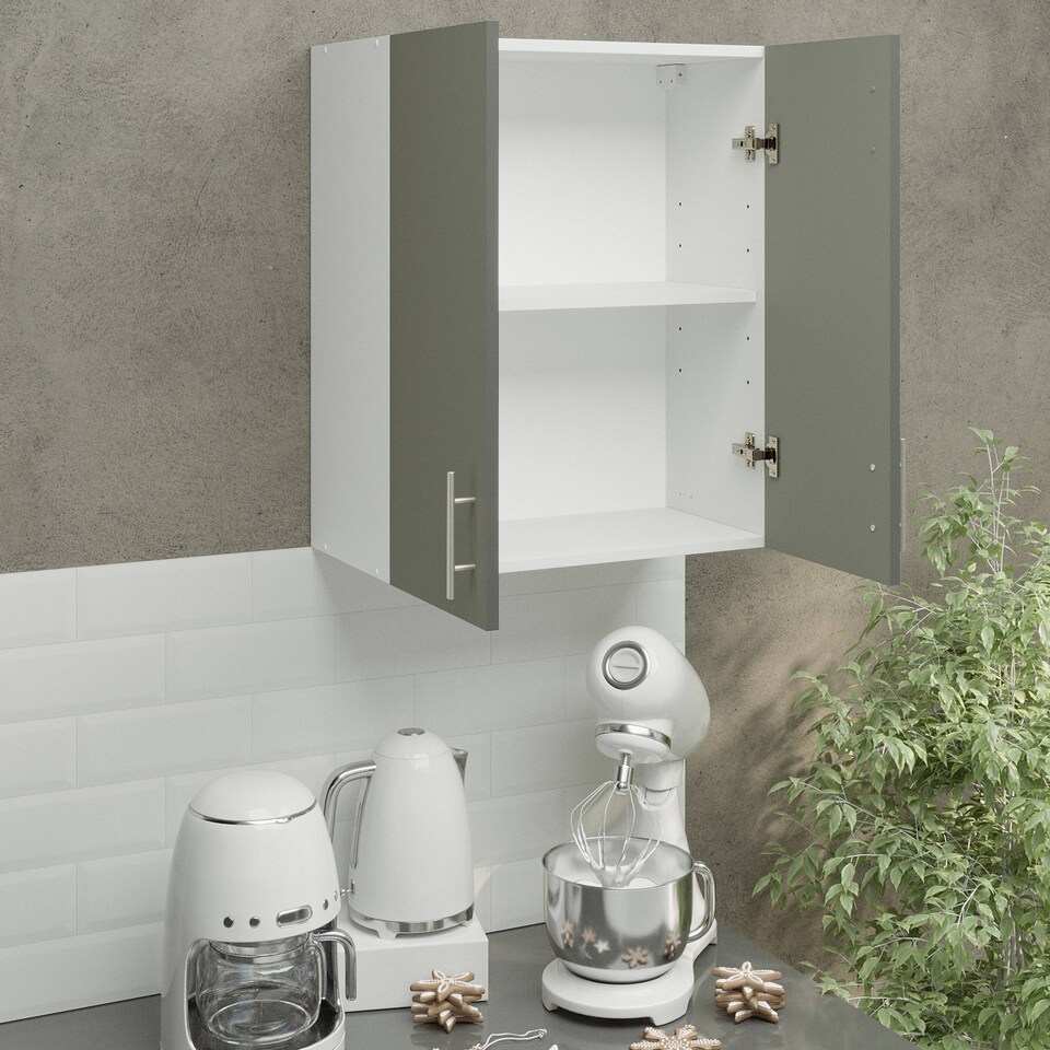 image 1 of JD Greta Kitchen Wall Unit 600mm Storage Cabinet With Doors and Shelf 60cm - Grey Matt