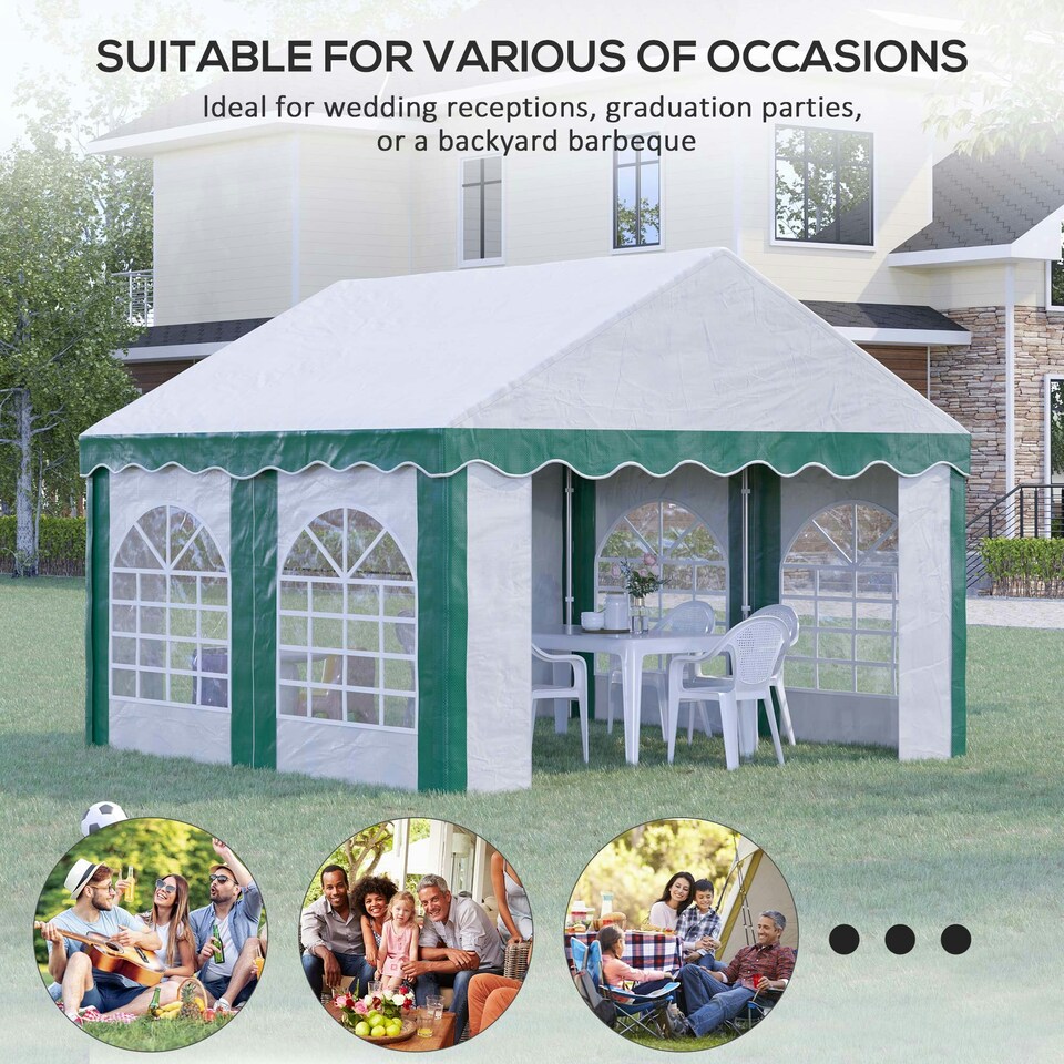 image 1 of Outsunny 4 x 4m Marquee Gazebo, Party Tent with Sides and Double Doors