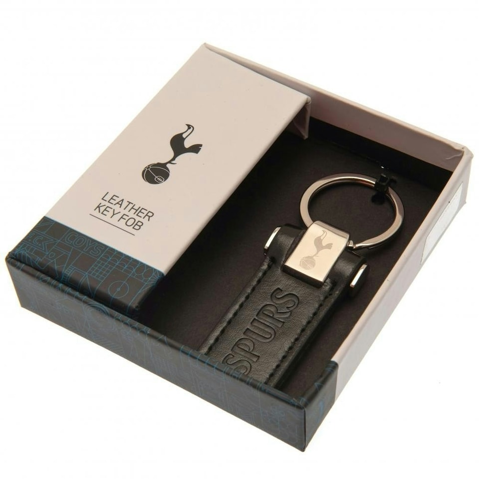 image 1 of Tottenham Hotspur FC Leather Keyring - Black/Gold - One Size