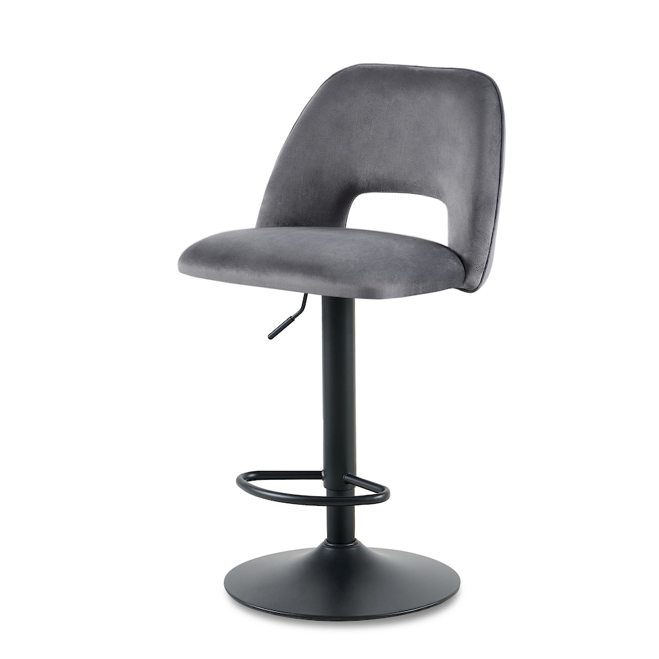 image 1 of SONARA Set of 1 Adjustable Velvet Upholstered Breakfast Bar Stools | Grey