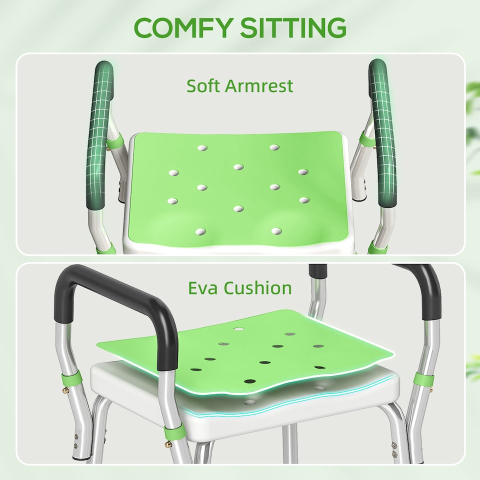 image 1 of HOMCOM Rust-Free Aluminium Bath Chair with Adjustable Height