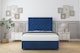 image 2 of Sloomy Mayfair Navy Plush Divan Bed Base 2 Drawers Same Side With 26 Inch Strutted Headboard | Blue | Navy | Small Double | 1