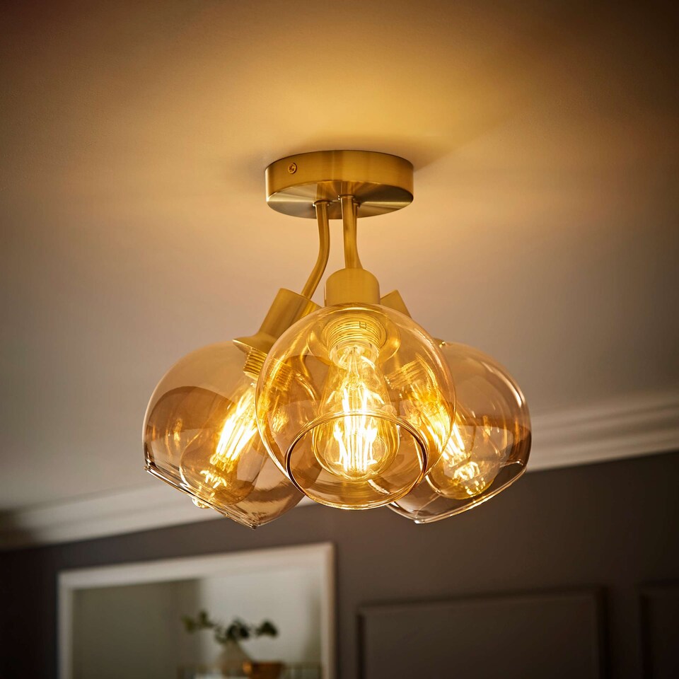 image 1 of ValueLights Bellamy Gold Bubble Cluster Ceiling Light & Bulbs | Gold