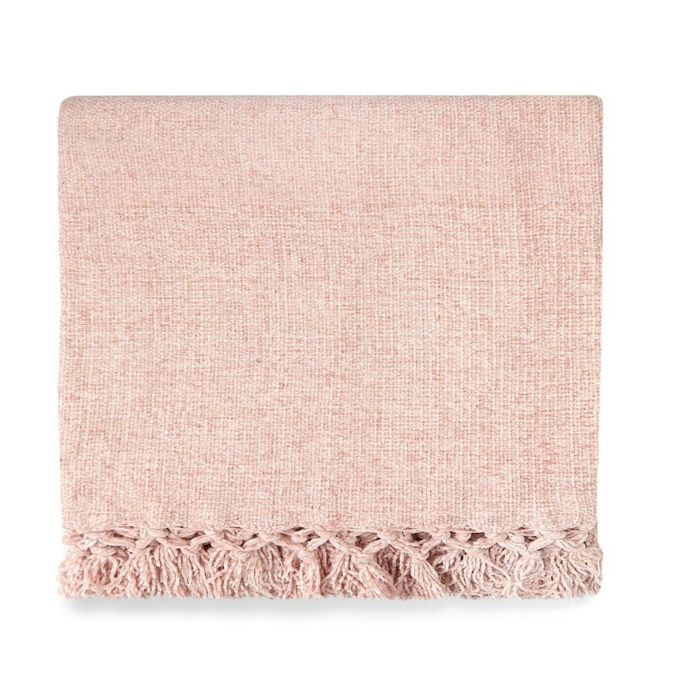 image 1 of Darcy Tassel Blush  Blanket/Throw Pink | 150x200cm