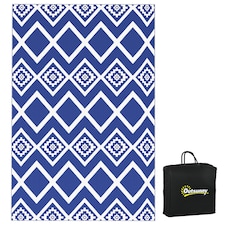 Outsunny Reversible Waterproof Outdoor Rug W Carry Bag, 182 x 274cm, Brown | Blue | Blue and White | 182 x 274 x 0.3cm