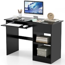 COSTWAY Computer Desk Workstation Laptop Table w/Drawer Black Black